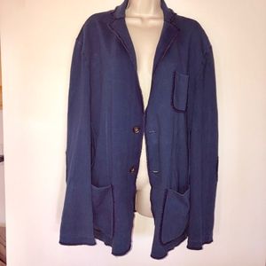 BOGNER knit blue cardigan blazer/cotton/nice /L?